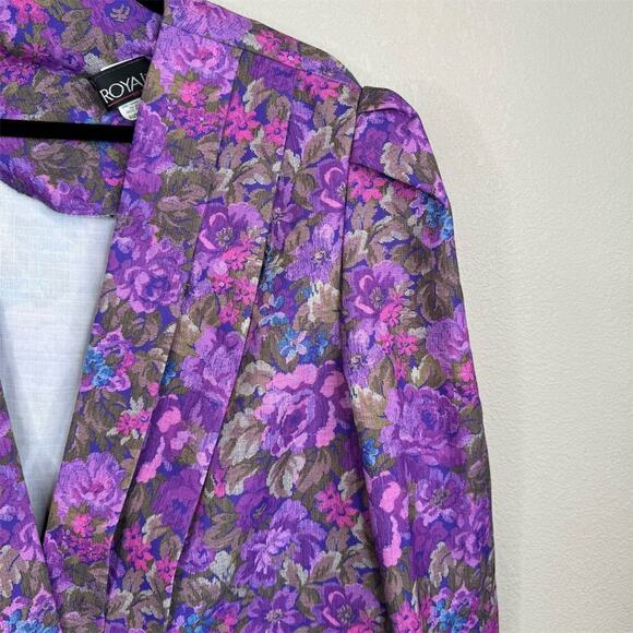 Royal Design Women's Plus Size 22 Purple Floral Vintage Blazer‎ - Picture 4 of 12